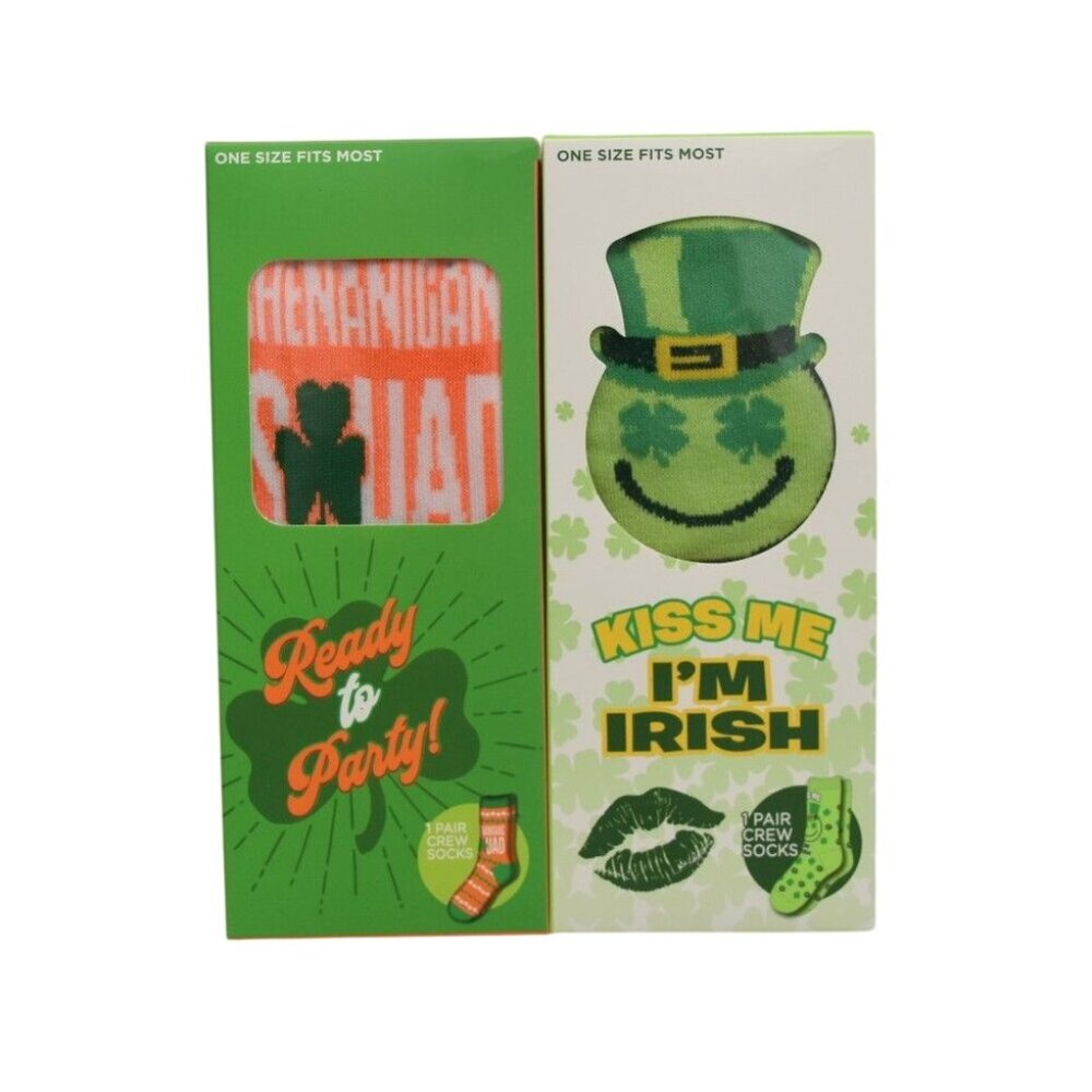 St Patricks Day Crew Socks Set Shenanigans Squad Kiss Me Im Irish One Size